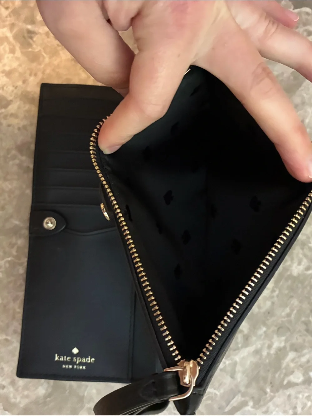 Kate Spade Black Leather Wristlet Wallet
